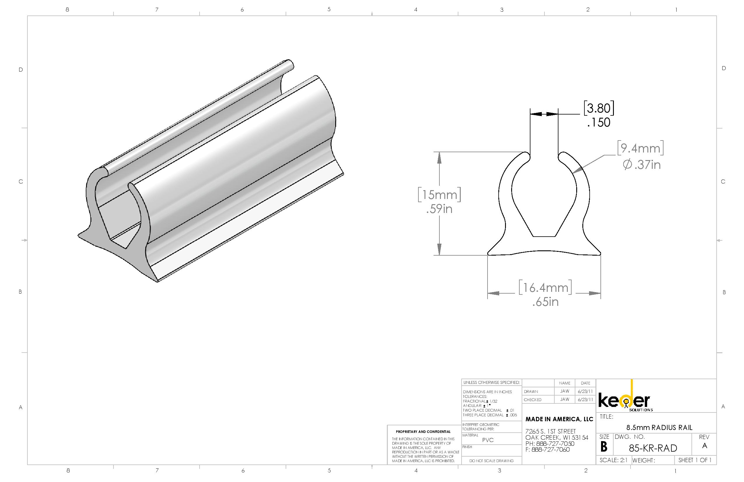 7mm Single Rail Keder Track – Lightweight Manufacturing